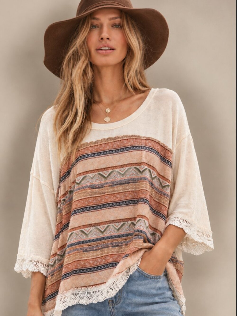 POL JERSEY KNIT BELL SLEEVE TOP